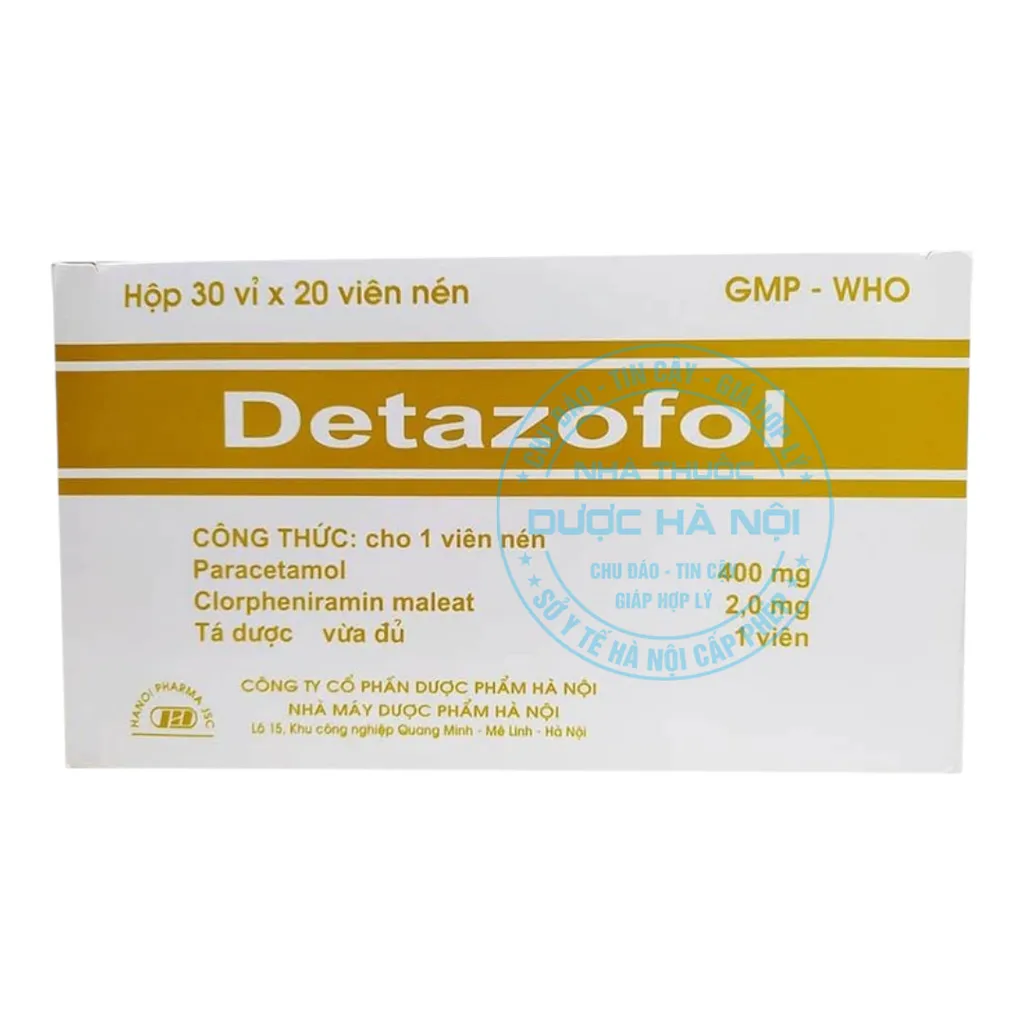 Detazafor Hà Nội (H/600v) – Giảm đau, hạ sốt & chống dị ứng hiệu quả